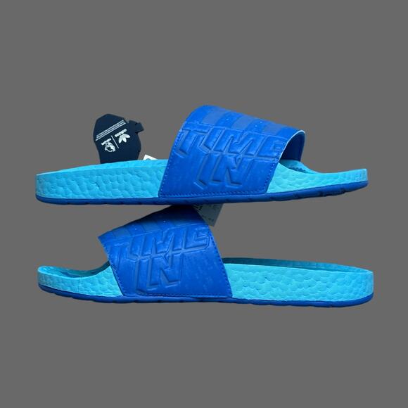Ninja x Adilette Boost Slide adidas 'Time In Blue Signal Cyan' Size 9 NWT GZ3757 - Picture 9 of 10